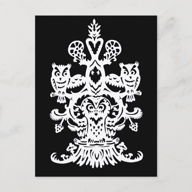 Cartão Postal Coruja negra oca (Frente)