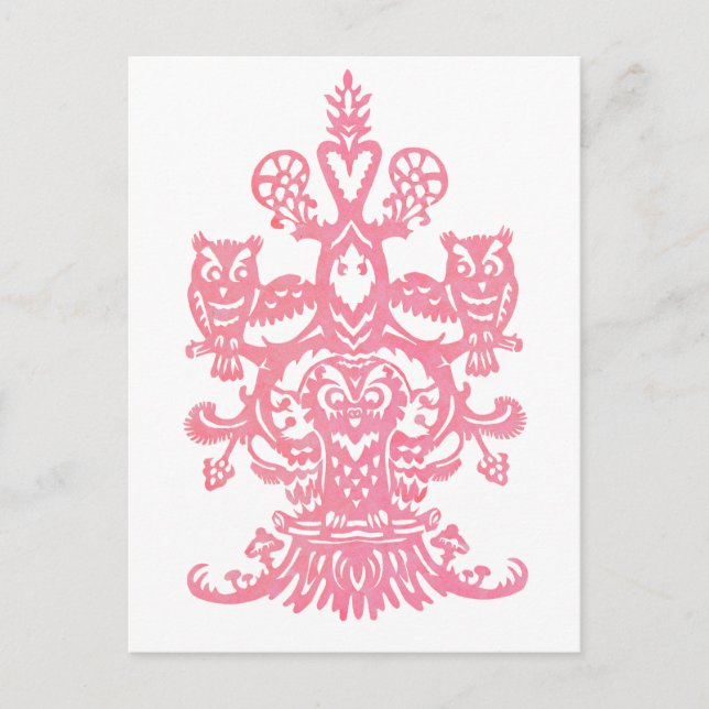 Cartão Postal Coruja oca rosa oca (Frente)