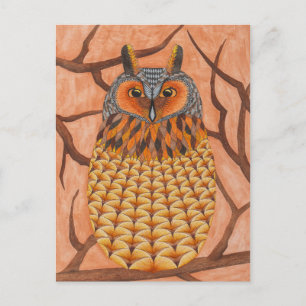 Cartão Postal Coruja Raiva Longa - Waldohreule