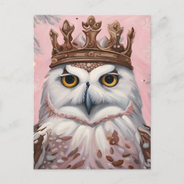 Cartão Postal Coruja Rosa numa Coroa