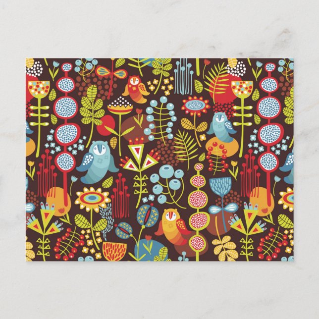 Cartão Postal Corujas na floresta (Frente)