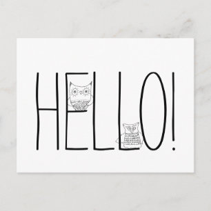 Cartão Postal Corujas Noturnas Olá