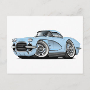 Cartão Postal Corvette Lt Azul Claro 1962