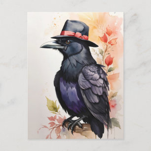 Cartão Postal Corvo com Chapéu Fedora