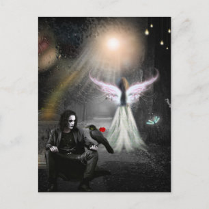 Cartão Postal Corvo de Amor sem Fim e Anjo