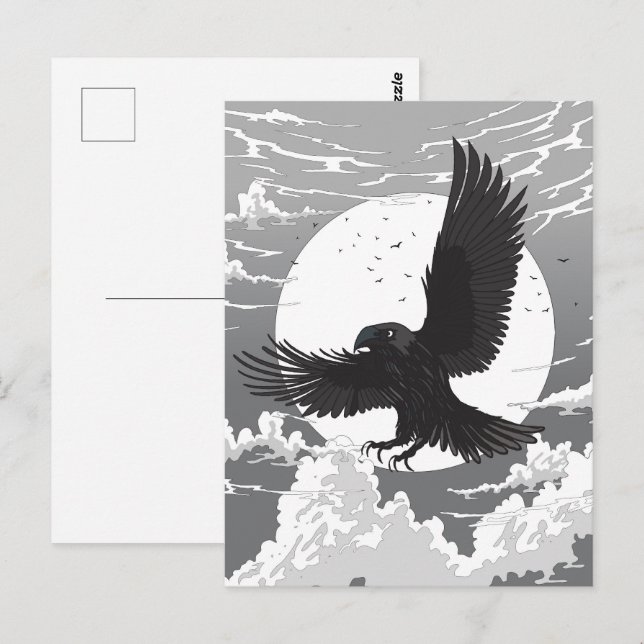 Cartão Postal Corvo E A Lua (Frente/Verso)