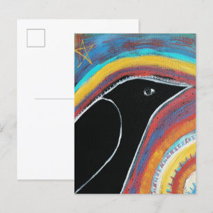 Cartão Postal Corvo e Arco-íris