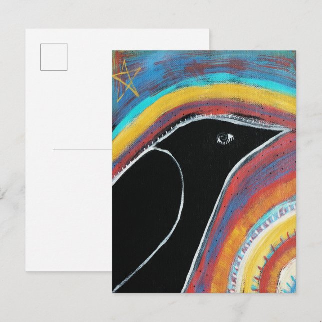Cartão Postal Corvo e Arco-íris (Frente/Verso)