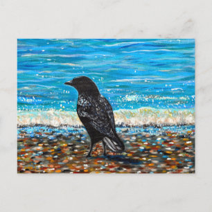 Cartão Postal Corvo na pintura Beach 2