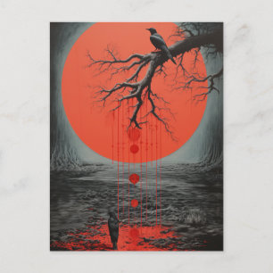 Cartão Postal Corvos em preto e vermelho