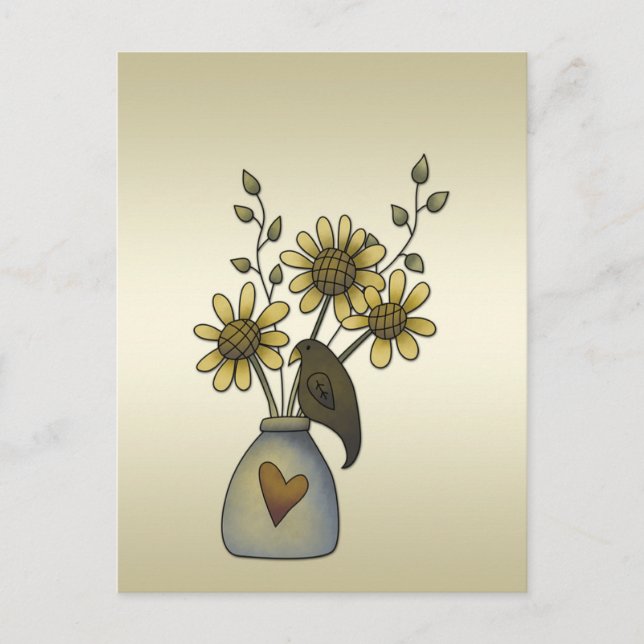 Cartão Postal Corvos primitivos Girassóis  (Frente)