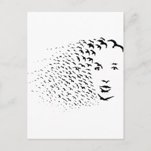 Cartão Postal Corvos voadores ou Ilusões Óticas Face