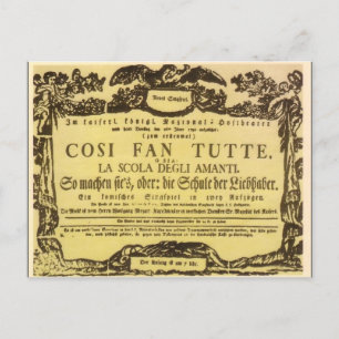 Cartão Postal Così Fan Tutte Playbill