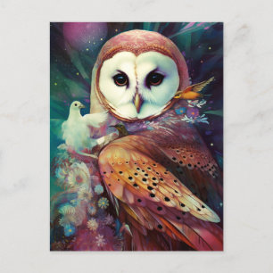 Cartão Postal Cosmic Owl Fantasy Art