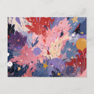 Cartão Postal Cosmic Party Abstract Explosion