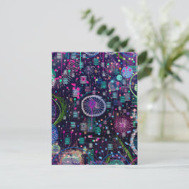 Cartão Postal Cosmic Snow Storm: Abstract Maximalism Art