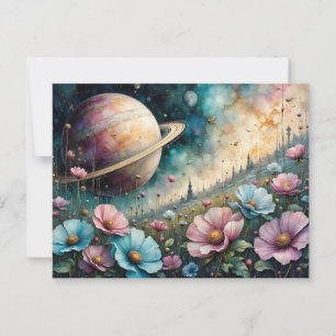 Cartão Postal Cosmo Futurista Flor e Espaço
