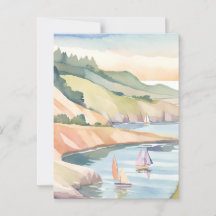Costa à Vela | Aquarela do Oceano de Rhode Island