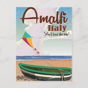 Cartão Postal costa Amalfi Itália Impressão de pôster de viagem 