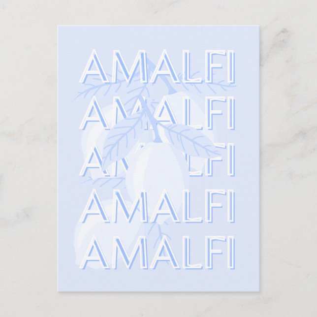 Cartão Postal Costa Amalfi, Itália, Viagem Art, Preppy, Blue (Frente)