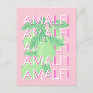 Cartão Postal Costa Amalfi, Itália, Viagem Art, rosa