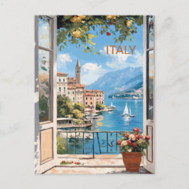 CARTÃO POSTAL Costa Amalfitana Itália Aquarela Cên