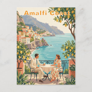 Cartão Postal Costa Amalfitana Itália Viagem Romântica Vintage