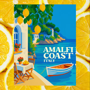 Cartão Postal Costa Amalfitana Itália Viagem Vintage Mediterrâne