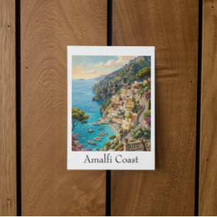 Cartão Postal Costa Amalfitana Retrô Itália Impressão de Arte de