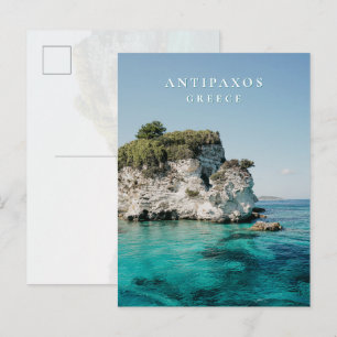 Cartão Postal Costa de Antipaxos, na Paralia Voutoumi, Grécia