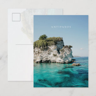 Cartão Postal Costa de Antipaxos, na Paralia Voutoumi, Grécia