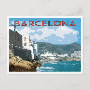 Cartão Postal Costa de Barcelona, Espanha viagens vintage