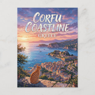 Cartão Postal Costa de Corfu Grécia
