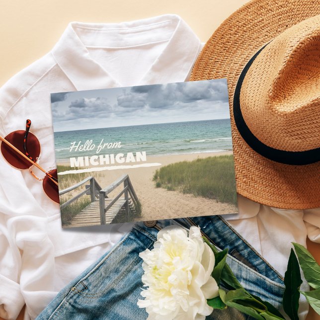 Cartão Postal Costa de Michigan (Your gateway to the Great Lakes.)
