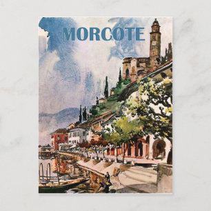 Cartão Postal Costa de Morcote, lago Lugano, Suíça