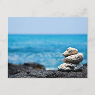 Cartão Postal Costa do Havaí - Coral Branco, Rochas de Lava Pret
