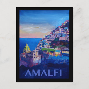 Cartão Postal Costa do Marfim de Amalfi, Retro Poster