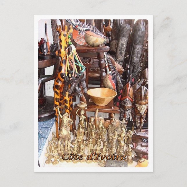 Cartão Postal Costa do Marfim - Souvenir em armazém - (Frente)