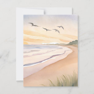 Cartão Postal Costa do Oceano Aquarela Arejada e Luminosa