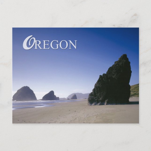 Cartão Postal Costa do Oregon com formações rochosas (Frente)