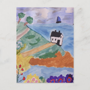 Cartão Postal Costa e Flor de Verão