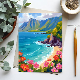 Cartão Postal Costa Na Pali Kauai Havaí Pintura da Costa