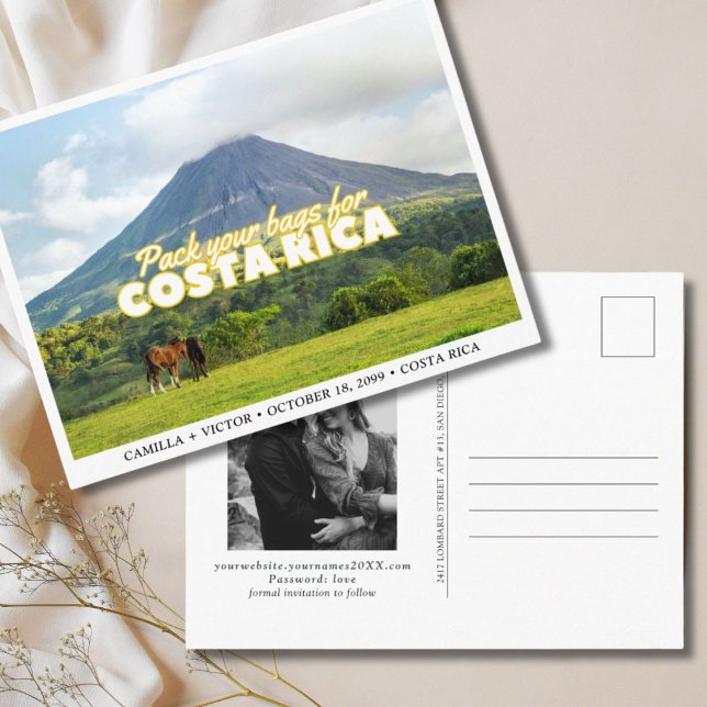 Cartão Postal Costa Rica Casamento Salve a Data Cartão-Postal (Costa Rica Wedding)