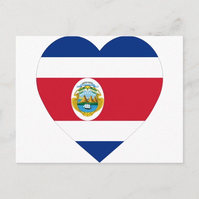 Cartão Postal Costa Rica Flag Heart (Frente)