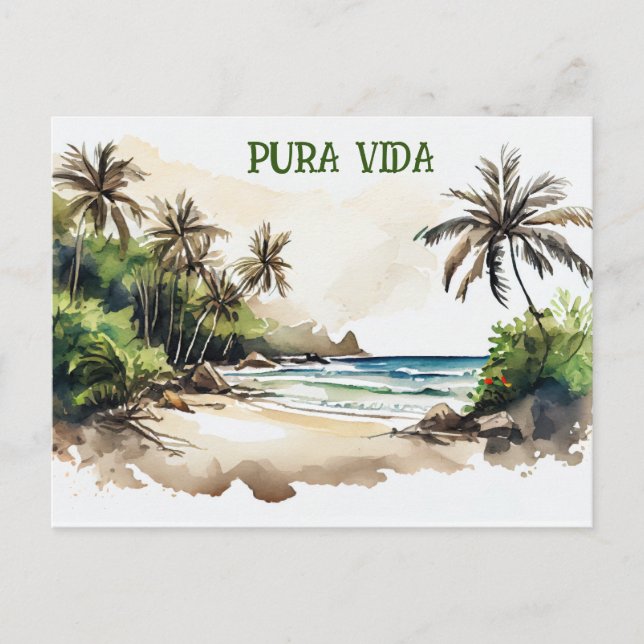 Cartão Postal Costa Rica Pura Vida Beach Card (Frente)