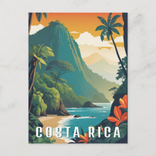 Cartão Postal Costa Rica Retro Montanha Praia Viagem Souvenir