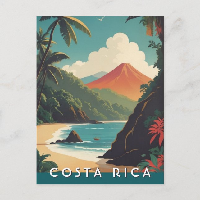 Cartão Postal Costa Rice Retro Viagem Volcano Beach Souvenir (Frente)
