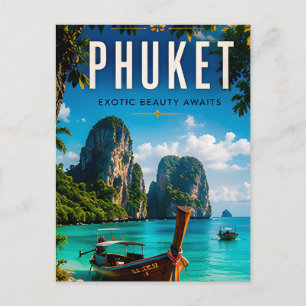 Cartão Postal 🌊 Costa Tropical de Phuket Tailândia 🛶