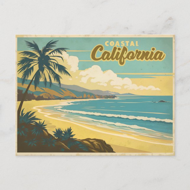 Cartão Postal Costeira California Vintage (Frente)