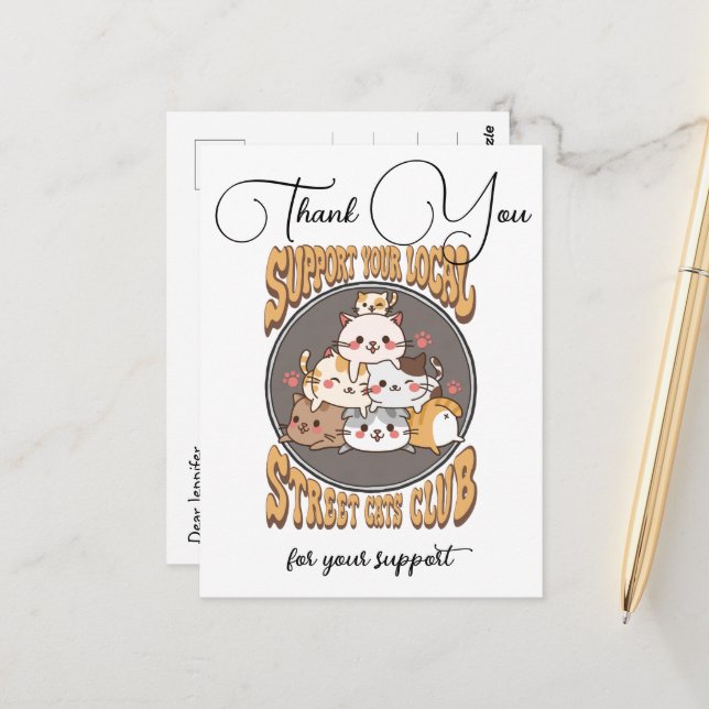 Cartão Postal Costume de clube de gatos de rua (Frente/Verso In Situ)
